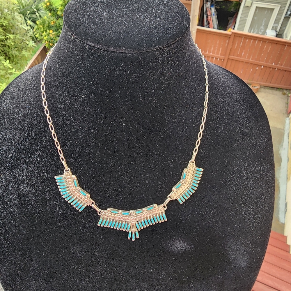 Bracelet and Necklace Set~ Native Signed BellisonZuni J.S. Bellson Sterl… - Picture 6 of 16